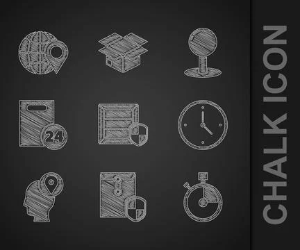 Set Delivery pack security with shield, Envelope, Fast time delivery, man c.. 库存插图