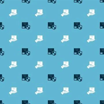 Set Delivery security with shield and insurance on seamless pattern. Vector Stock Illustration