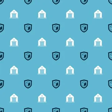 Set Delivery security with shield and Warehouse on seamless pattern. Vector 스톡 일러스트