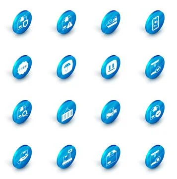 Set Delivery security with shield, Cargo ship boxes delivery, Mobile app Illustrazione stock