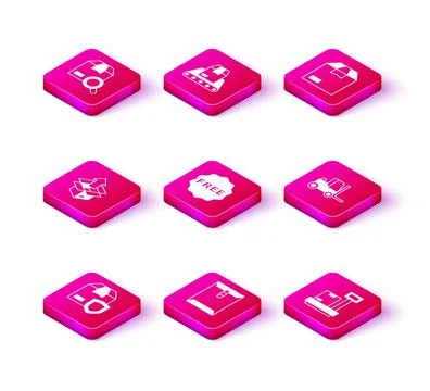 Set Delivery security with shield, Envelope, Unboxing, rice tag Free, Scale c Illustrazione stock