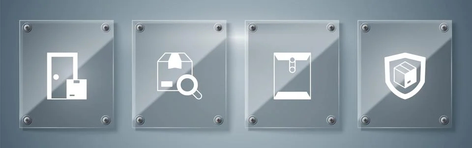 Set Delivery security with shield, Envelope, Search package and Home delivery Stock Illustration