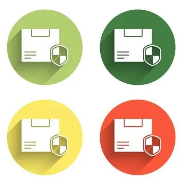 Set Delivery security with shield icon isolated with long shadow background.. Stock Illustration