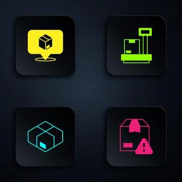 Set Delivery security with shield, Location cardboard box, Carton and Scale Stock Illustration