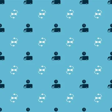 Set Delivery time and Old hourglass with sand on seamless pattern. Vector Stock Illustration
