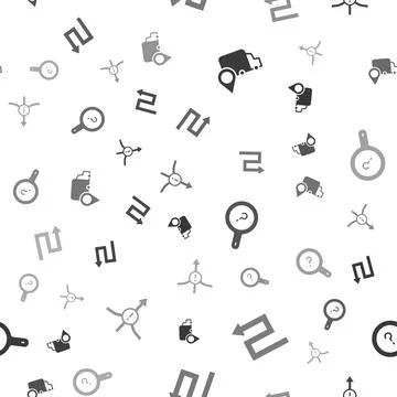 Set Delivery tracking, Arrow, Unknown search and on seamless pattern. Vector Stock Illustration