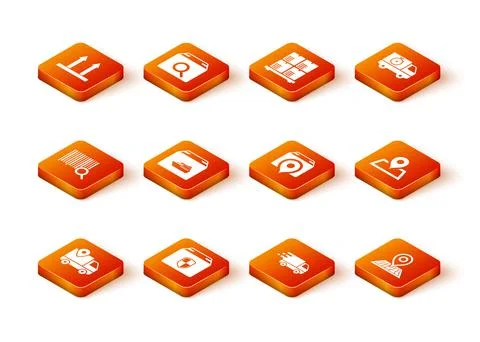 Set Delivery tracking, box security shield, Search barcode, Cargo ship with 库存插图