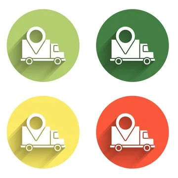 Set Delivery tracking icon isolated with long shadow background. Parcel tra.. Stock Illustration