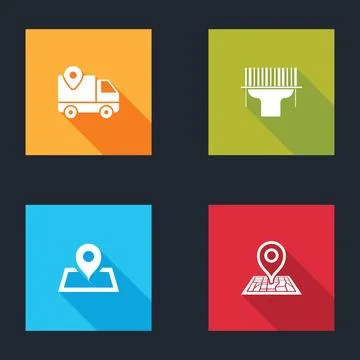 Set Delivery tracking, Scanner scanning bar code, Placeholder on map and  ico Stock Illustration