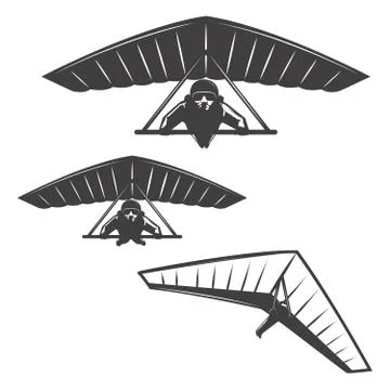 Set of deltaplan icons isolated on white background. Design elements for logo Illustrazione stock