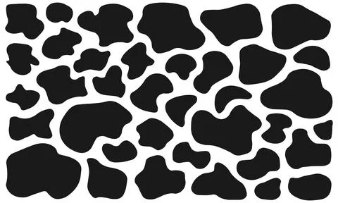 Set of dense small organic blob shapes in black, speckled vector texture el.. イラスト素材