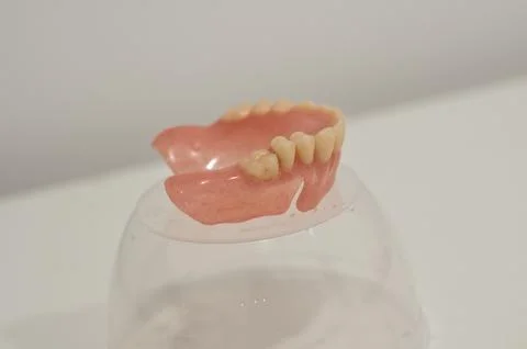 A set of dental dentures on white background Stock-Fotos