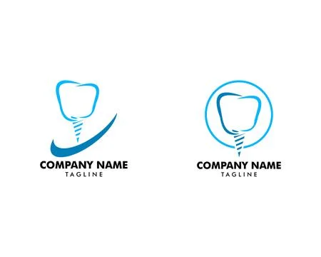 Set of Dental implant logo vector design element for dental clinic Stock Illustration