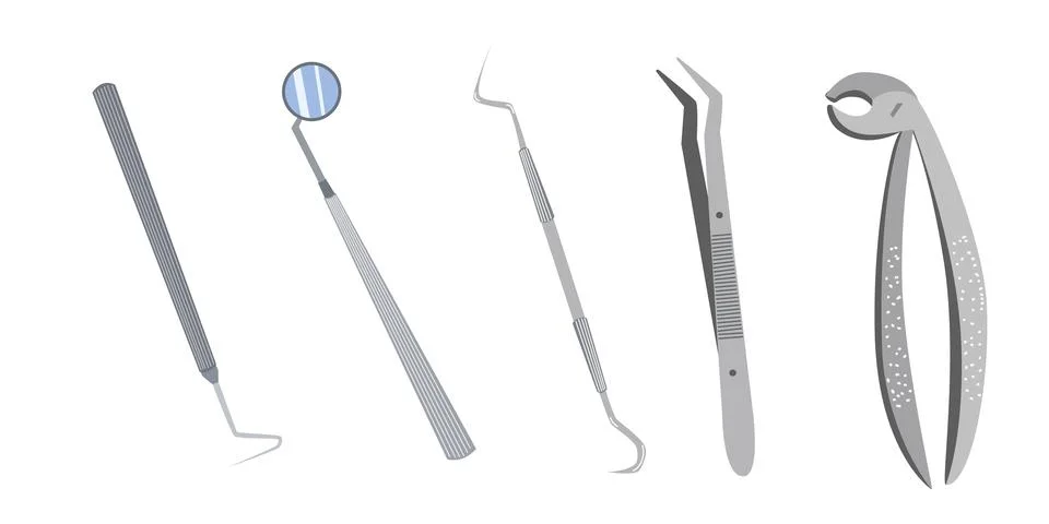 A set of dental instruments. Vector illustration Stock Illustration