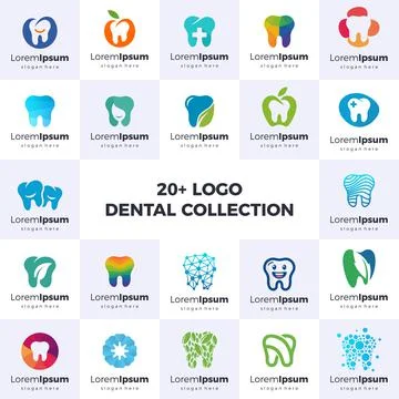 Set dental Logo Design Vector Collection. Bundle logos dentist logo collectio Stock Illustration
