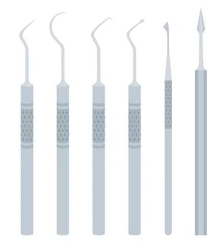 Set of dental probes vector icon flat isolated Stock Illustration
