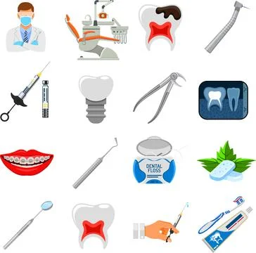 Set Dental Services Icons Stock Illustration