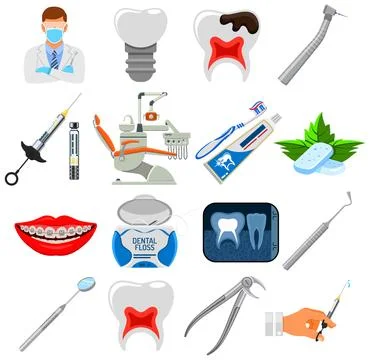 Set Dental Services Icons Stock Illustration