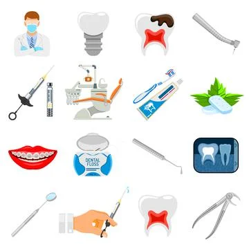 Set Dental Services Icons 库存插图
