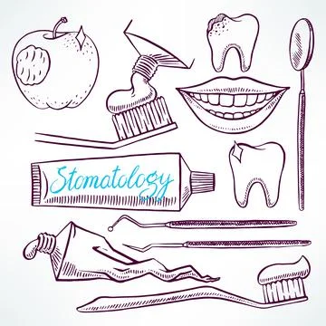 Set with dental tools 스톡 일러스트