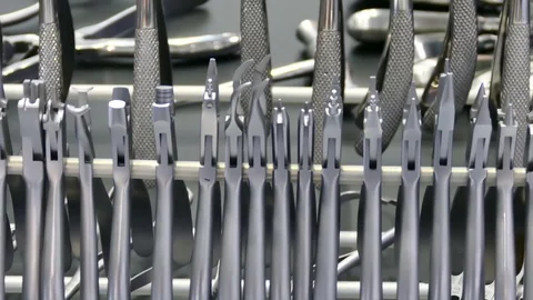 Set of dental tools isolated on Stand Stock Footage 73669242