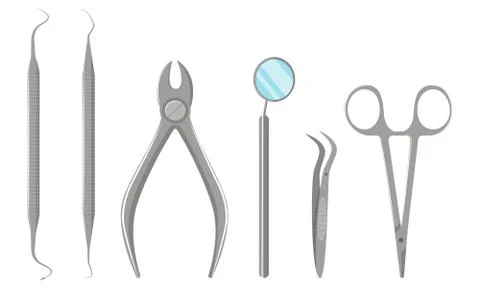 Set of dental tools isolated on white background vector illustration. Stock Illustration