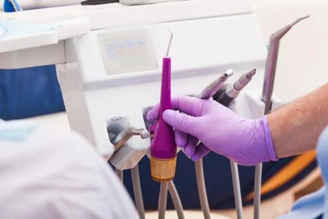 The set of dental tools Foto stock