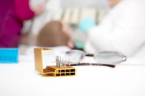 Set of dentist drills Stock Photos