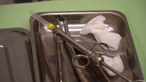 Set of dentist tools on table 스톡 동영상 102219533