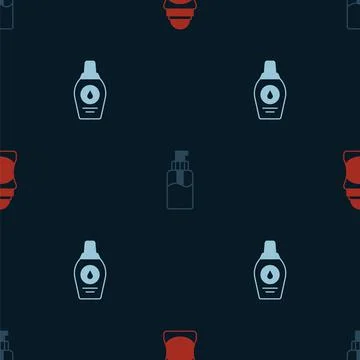 Set Deodorant roll, Bottle of liquid soap and shampoo on seamless pattern Stock Illustration