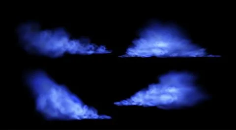 A set depicting streams of earthen smog. Fluffy magical blue mist. Stock Illustration