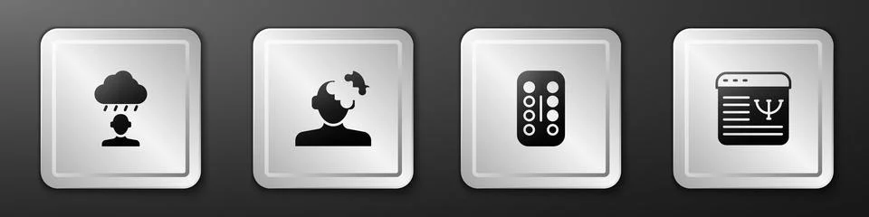 Set Depression and frustration, Solution problem in psychology, Sedative pi.. Stock Illustration