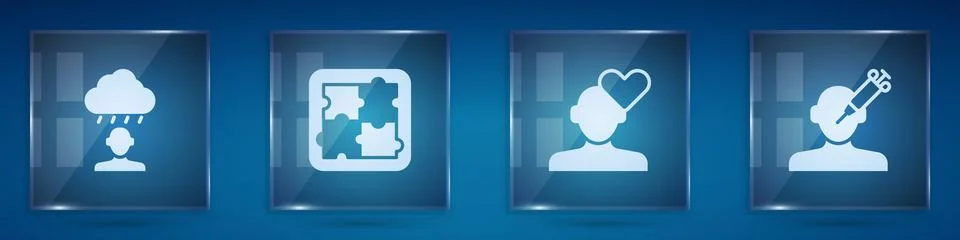 Set Depression and frustration, Solution problem in psychology, Broken hear.. Illustrazione stock