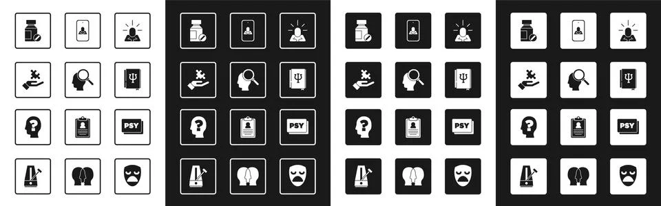 Set Depression, Finding a problem, Solution to the, Sedative pills, Psychology Illustrazione stock
