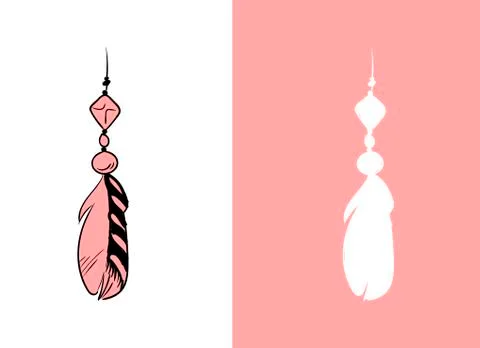 Set of design and decor elements. Detailed bird feather close up. Hand drawn  Stock Illustration