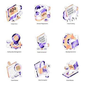 Set of Design and Development Isometric Illustrations Stock Illustration