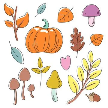 Set of design autumn elements Illustrazione stock