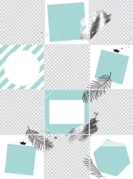 Set of Design backgrounds Template for social media post frame. Vector Illust Stock Illustration