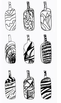 Set of design bottles. Hand drawn elements isolated on white background Stock Illustration