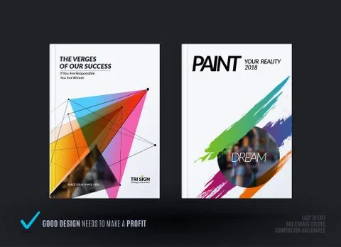 Set of design of brochure, abstract annual report, cover. Stock Illustration