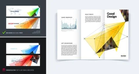 Set of design of brochure, abstract annual report, cover. Stock Illustration