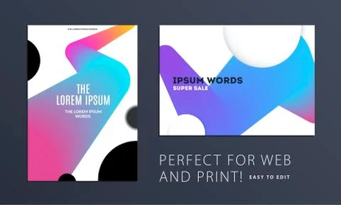 Set of Design of brochure soft template cover. Colourful modern abstract, annual 스톡 일러스트