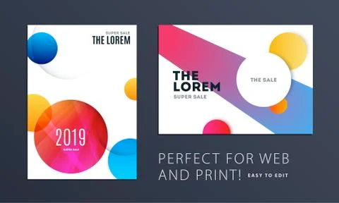 Set of Design of brochure soft template cover. Colourful modern abstract, annual 스톡 일러스트