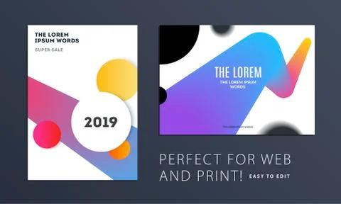 Set of Design of brochure soft template cover. Colourful modern abstract, annual Illustrazione stock