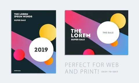 Set of Design of brochure soft template cover. Colourful modern abstract, annual 스톡 일러스트