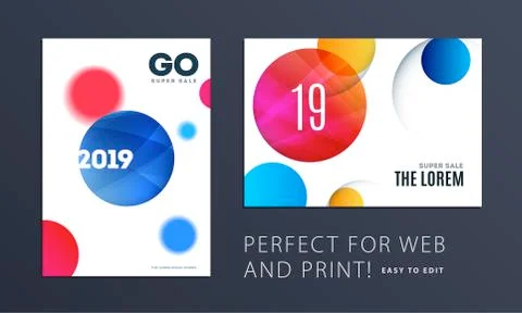 Set of Design of brochure soft template cover. Colourful modern abstract, annual 스톡 일러스트