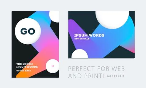 Set of Design of brochure soft template cover. Colourful modern abstract, annual 스톡 일러스트
