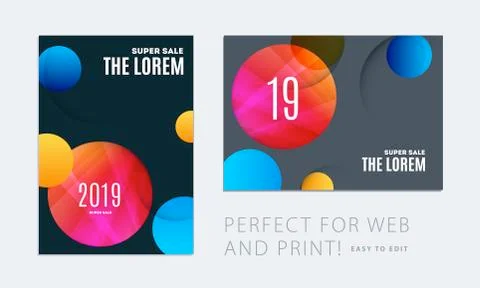 Set of Design of brochure soft template cover. Colourful modern abstract, annual 스톡 일러스트