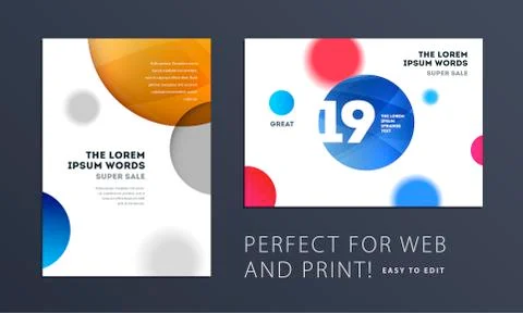 Set of Design of brochure soft template cover. Colourful modern abstract, annual 스톡 일러스트