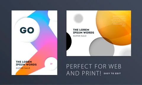 Set of Design of brochure soft template cover. Colourful modern abstract, annual Stock Illustration